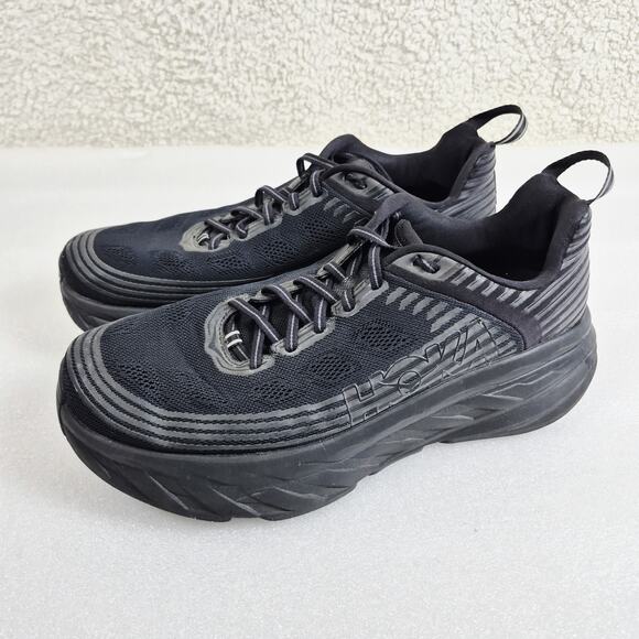 Hoka One Men’s Bondi 6 Running Shoe Sz 10.5 2E Wide Black Sneakers No Insoles - Picture 2 of 9